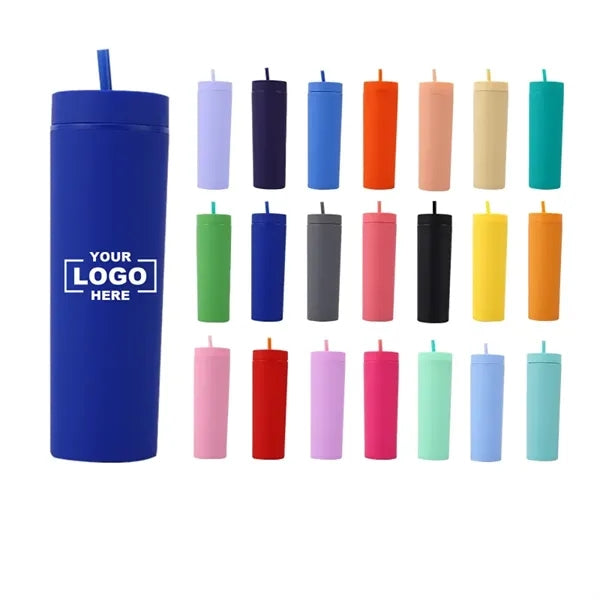 Straight water cup with straw