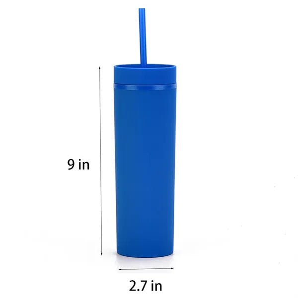 Straight water cup with straw