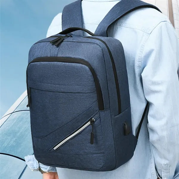 Water-Resistant Business College Laptop Backpack W/ USB Port
