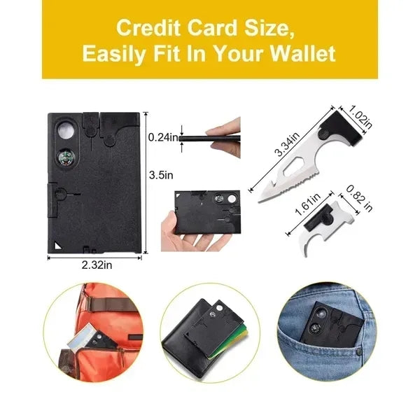 18 in 1 Outdoor Camping Life-saving Tool Card