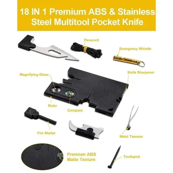 18 in 1 Outdoor Camping Life-saving Tool Card