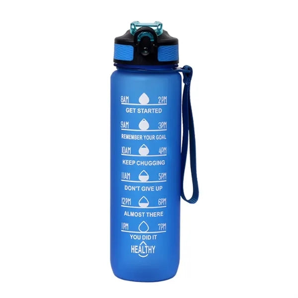 32 oz Plastic Water Bottles with Times to Drink and Straw