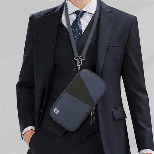 RFID Blocking Travel Passport Wallet W/ Zipper Wrist Strap