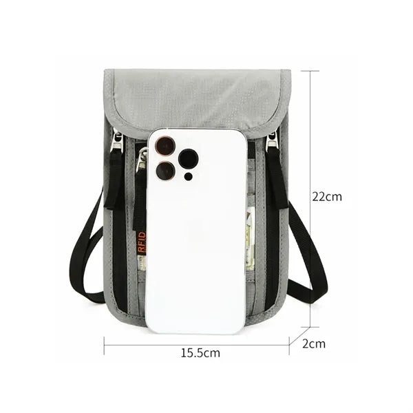 RFID Blocking Neck Passport Wallet Crossbody Travel Pouch
