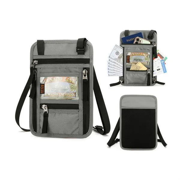 RFID Blocking Passport Neck Wallet Crossbody Travel Pouch