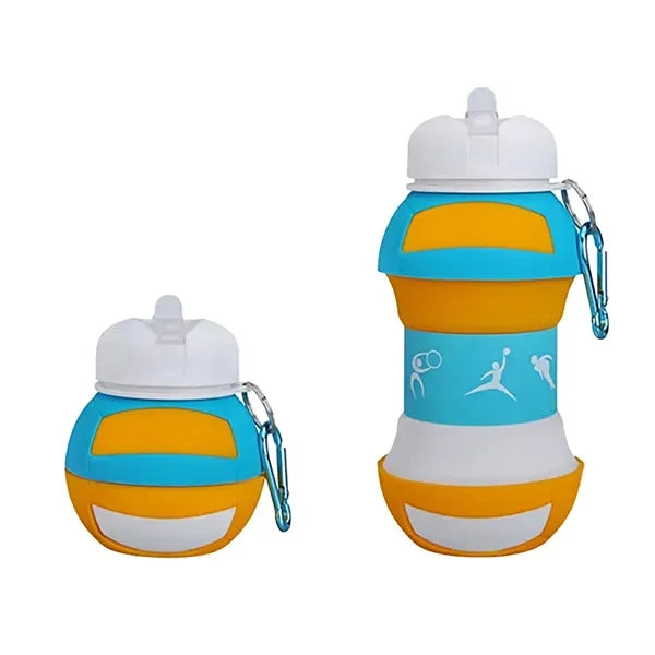 Collapsible BPA-Free Silicone Baseball Water Bottle for Kids