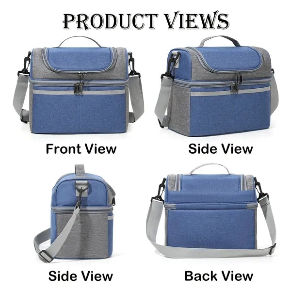7-Can Double Deck Cooler Bag with Strap & Flip Pocket