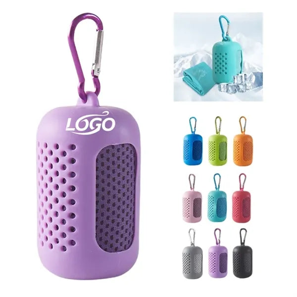 Quick Dry Microfiber Chill Towel with Silicone Carrying Case