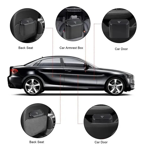 Mini Car Trash Can with Lid Storage Seat Accessories