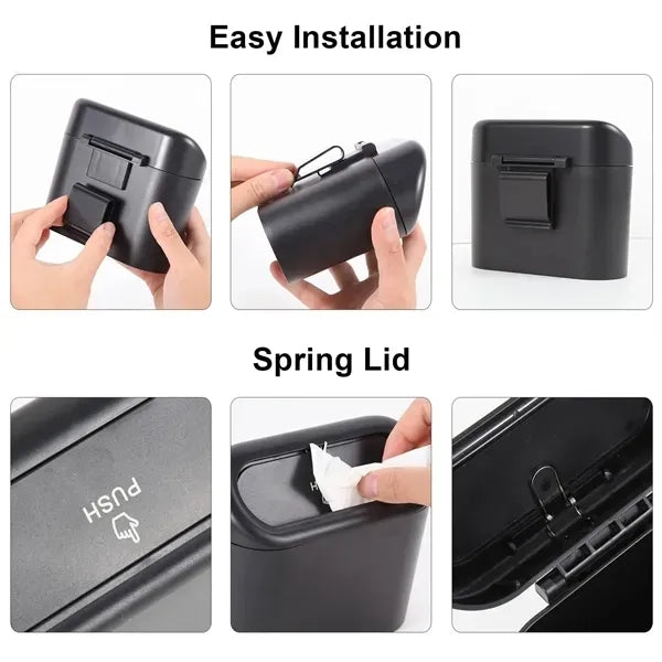 Mini Car Trash Can with Lid Storage Seat Accessories