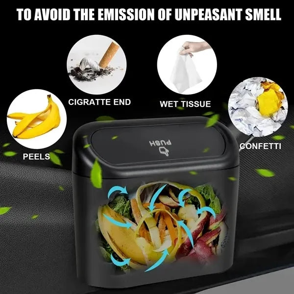 Mini Car Trash Can with Lid Storage Seat Accessories