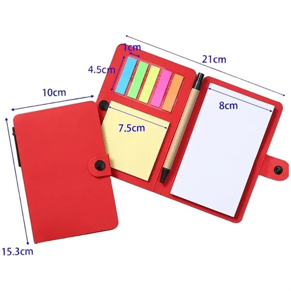 Notebook with Sticky Notes and Pen