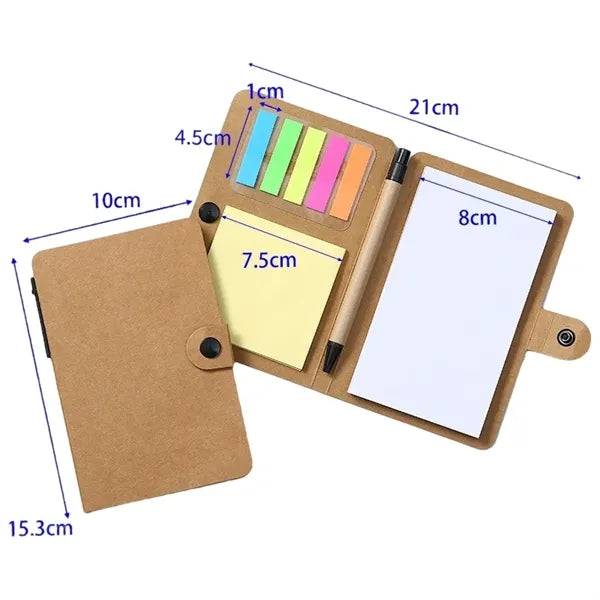 Notebook with Sticky Notes and Pen