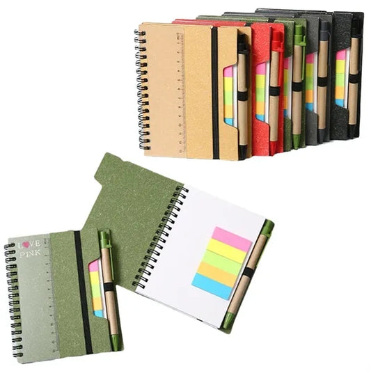 Spiral Notebook with Sticky Notes & Pen