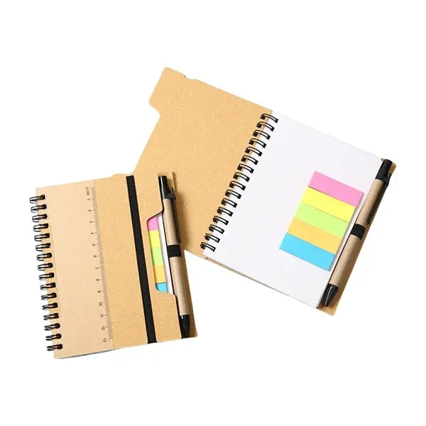 Spiral Notebook with Sticky Notes & Pen