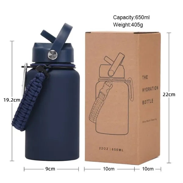 22 Oz. Stainless Steel Insulated Tumbler with Straw and Rope