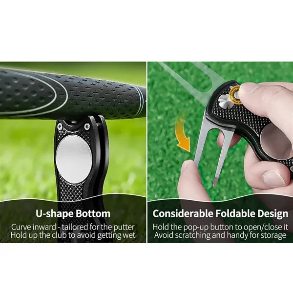 Golf Foldable Metal Green Tool W/ Magnetic Putt Alignment