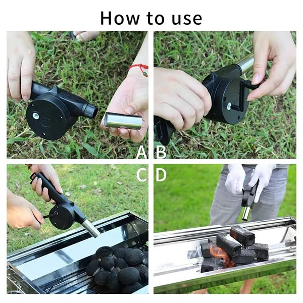 Outdoor Portable Hand Cranked Barbecue Blower