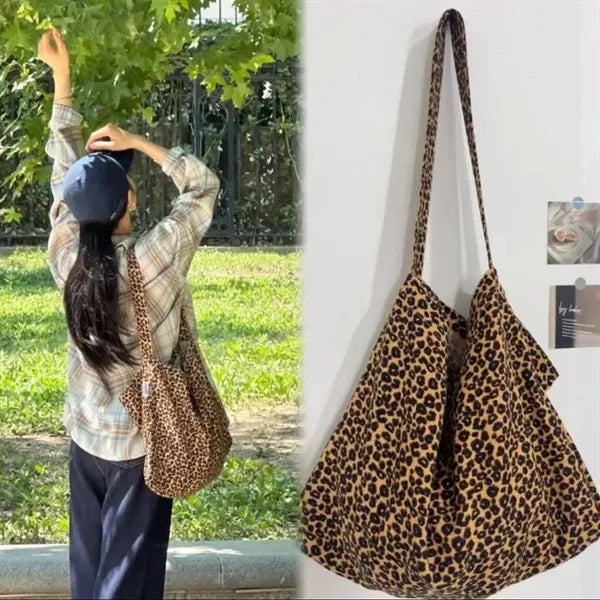Leopard Print Canvas Tote Bag