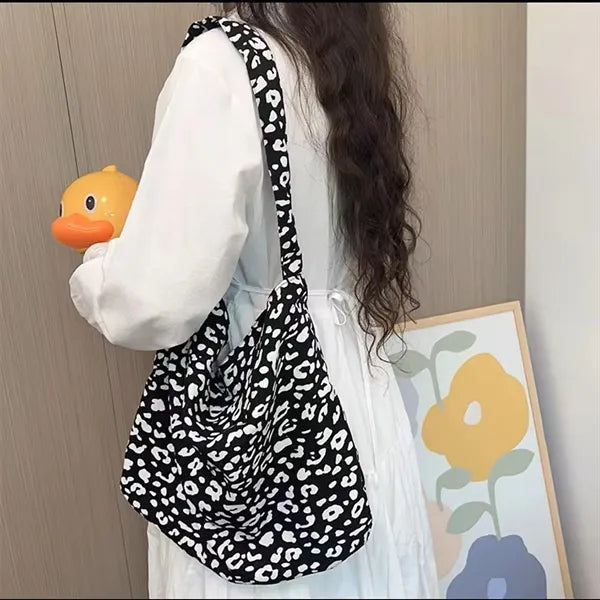 Leopard Print Canvas Tote Bag
