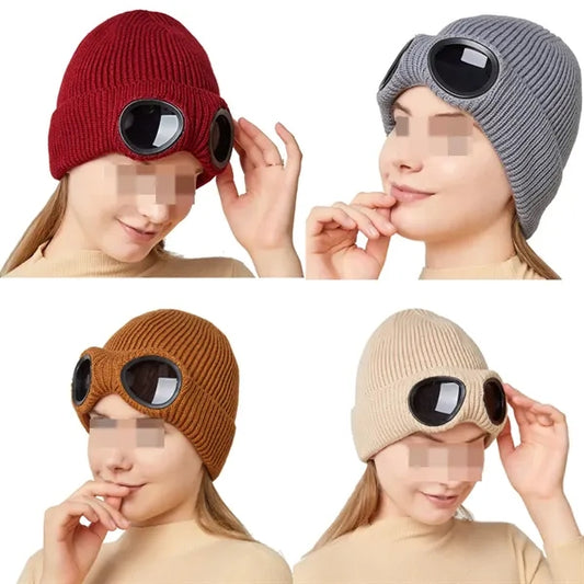 Wool Knitted Winter Goggles Beanie