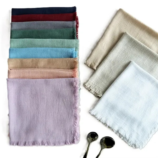 Plain Cotton Linen Fringed Napkin Cloth