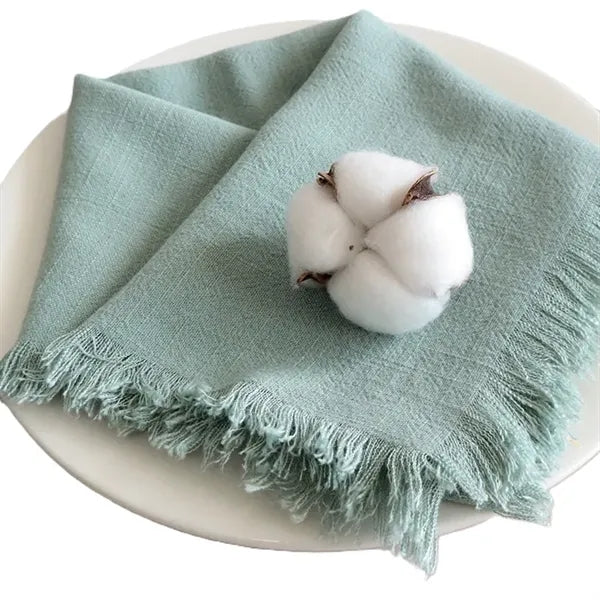 Plain Cotton Linen Fringed Napkin Cloth