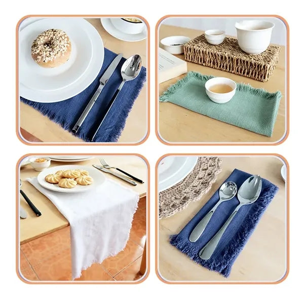 Plain Cotton Linen Fringed Napkin Cloth