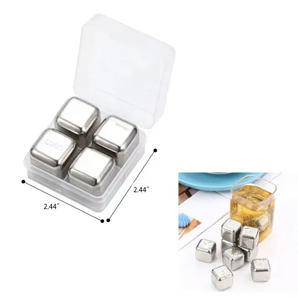 4 Pcs Stainless Steel Ice Cube Set