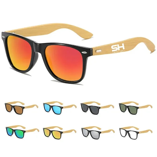 Unisex Design Bamboo Wood Arms Sunglasses