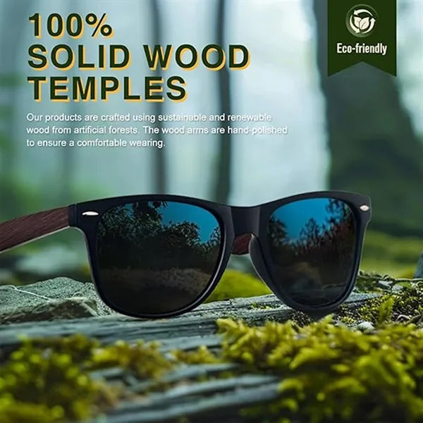 Unisex Design Bamboo Wood Arms Sunglasses