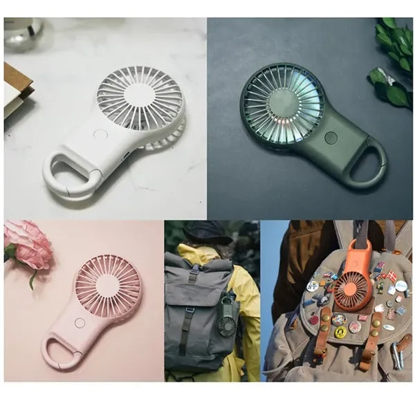 Pocket Size Carabiner Clip Fan USB Charging With LED Light