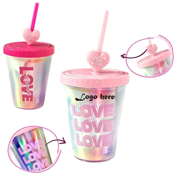 Double Layer Plastic Straw Cups