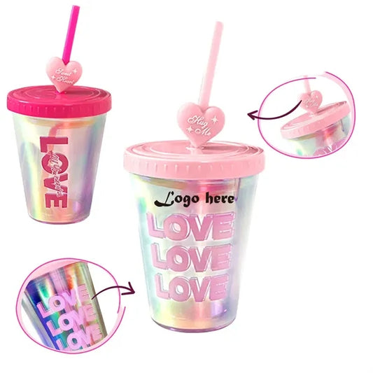 Double Layer Plastic Straw Cups