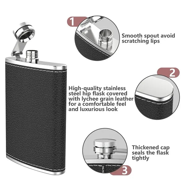 Outdoor Portable Stainless Steel Camping Flat Hip Flask