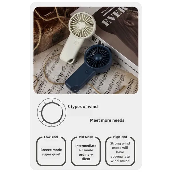 Mini USB Fan With Carabiner Rechargeable