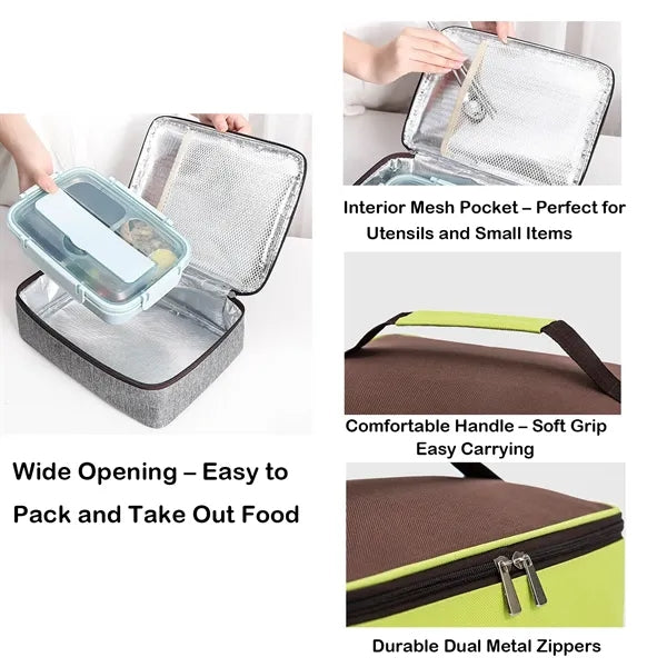 Insulated Lunch Cooler Bag with Handle Fits in Backpacks
