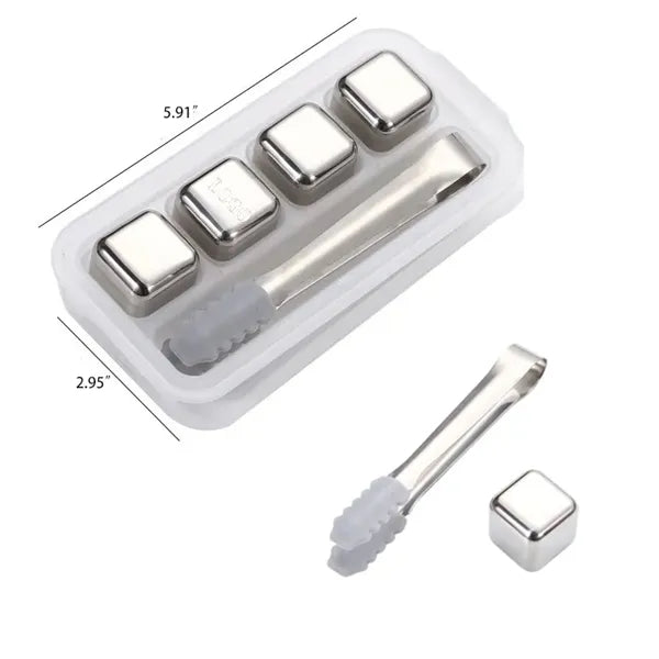 Stainless Steel Ice Cube & Tongs Set