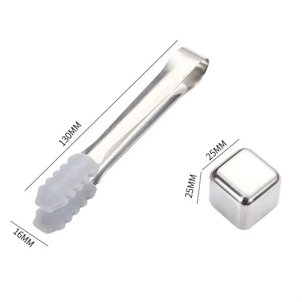 Stainless Steel Ice Cube & Tongs Set