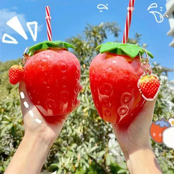 17 Oz Strawberry Cups with Straw