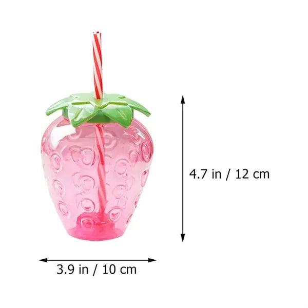 17 Oz Strawberry Cups with Straw