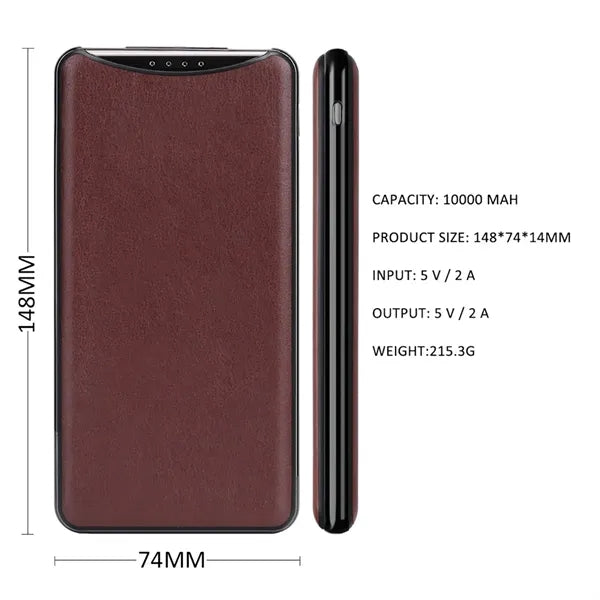 10000 mAh Outdoor Camping Leather Portable Power Supply
