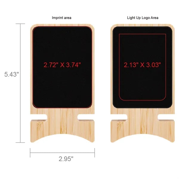 Full color Light-up Bamboo Wireless Charger Stand