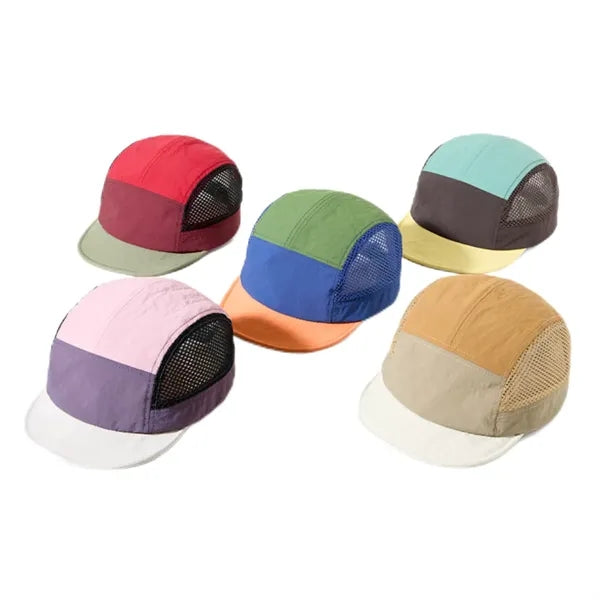 5 Panels Colorful Unstructured Classic Flat Bill Hat