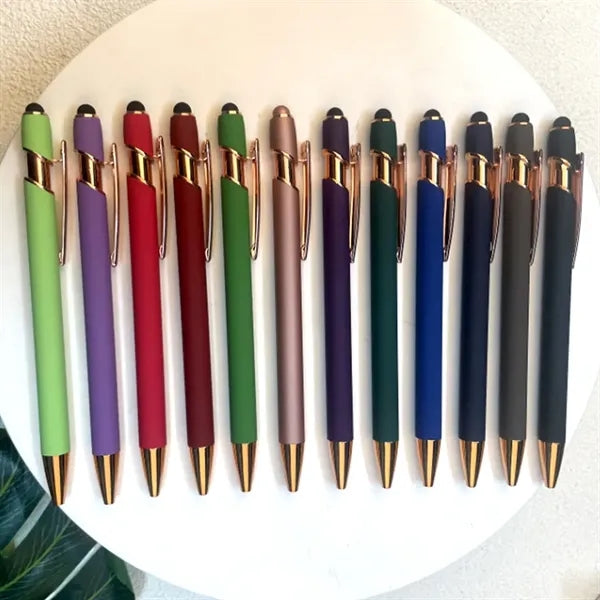 Rose Gold Metal Ballpoint Pen With Stylus