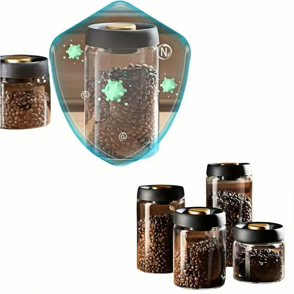 40Oz/61Oz Vacuum Coffee Bean Canister Borosilicate Glass Air