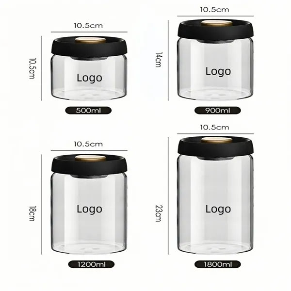 40Oz/61Oz Vacuum Coffee Bean Canister Borosilicate Glass Air