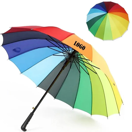 Large 16K Colorful Straight Rainbow Umbrella