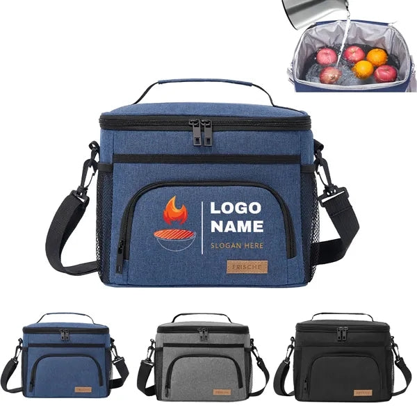 10-Can Leakproof PEVA Lunch Bag with Strap & Pockets