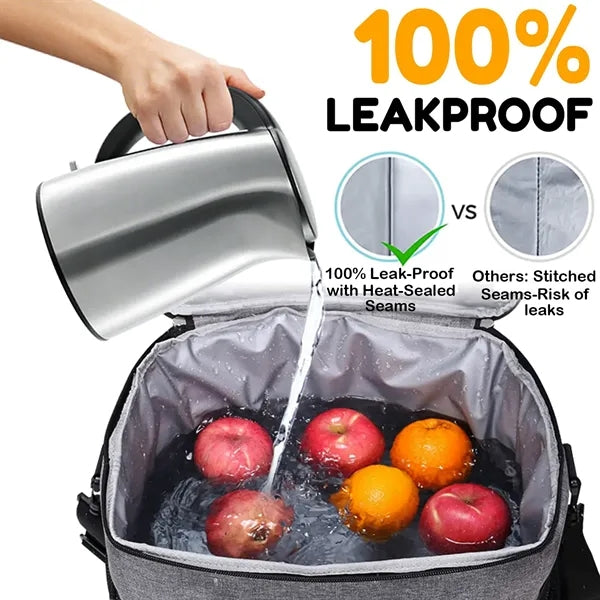 10-Can Leakproof PEVA Lunch Bag with Strap & Pockets